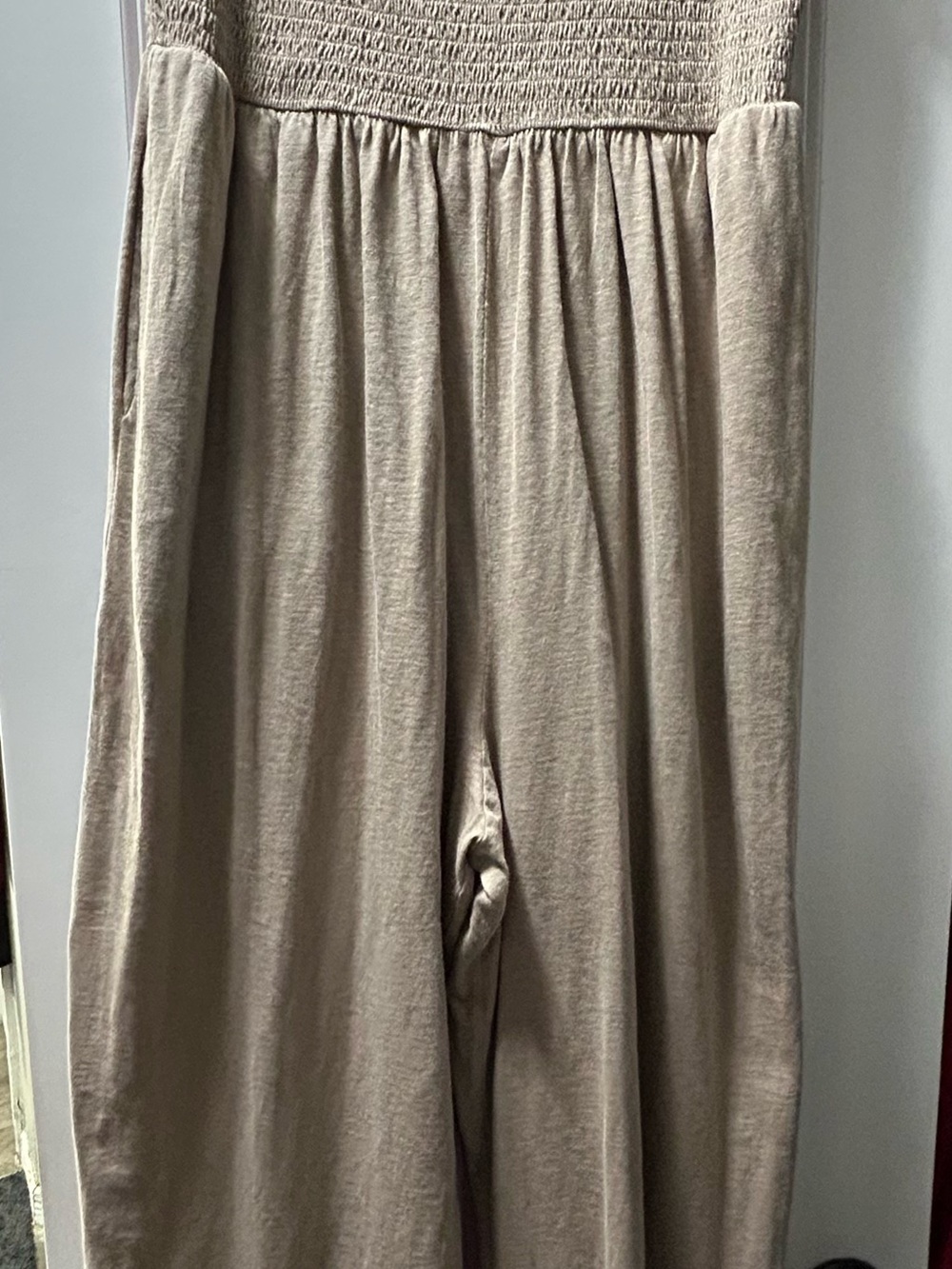 American Eagle Outfitters Beige Wide-Leg Jumpsuit